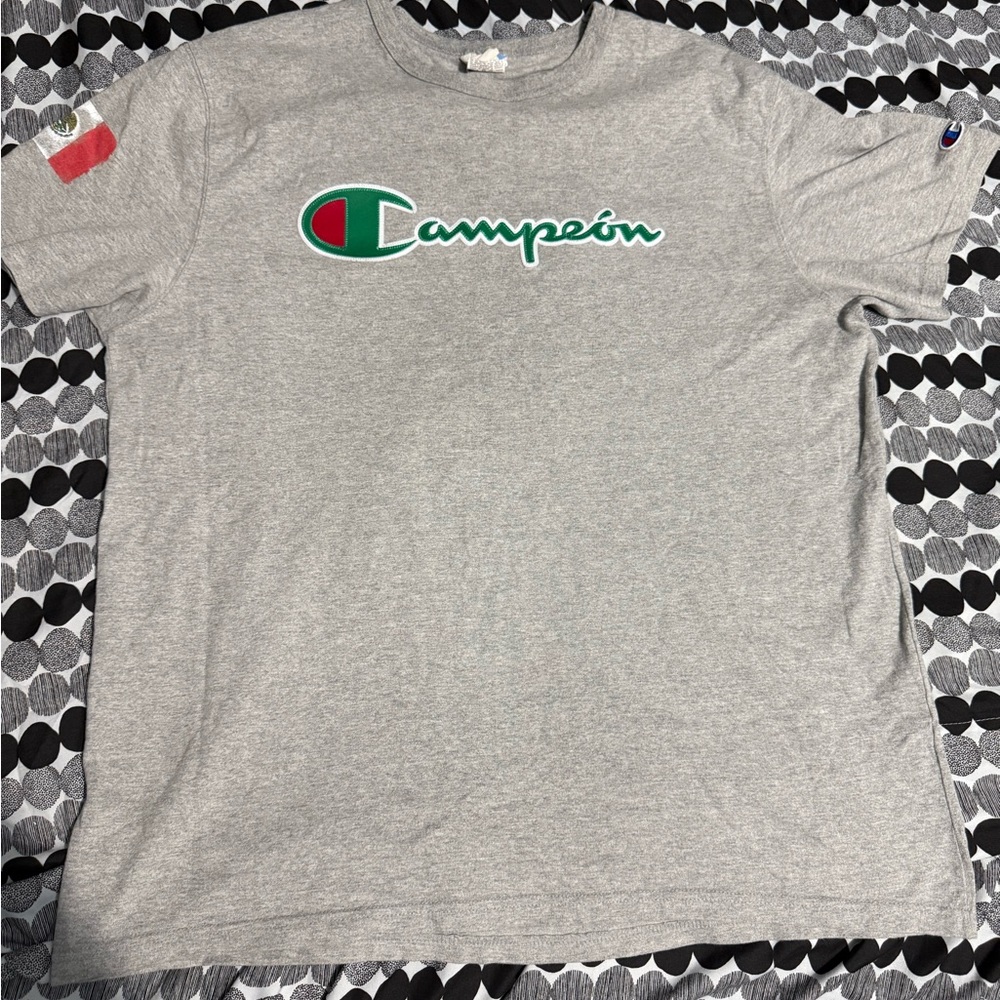 Champion Gray Mexico T-Shirt Colorful Logo 🇲🇽